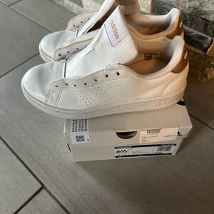 Adidas Women's White and Tan Sneakers